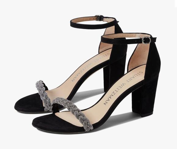 Stuart Weitzman Shoes - Stuart Weitzman Nearlynude Highshine Sandal Black Suede Sz 7 NIB Elegant Dressy